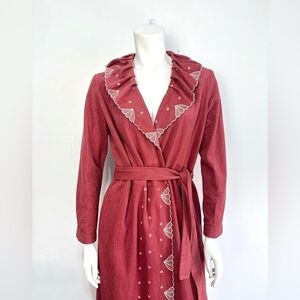 Vintage Diamond Tea Gown 70’s Embroidered Robe Sz Medium